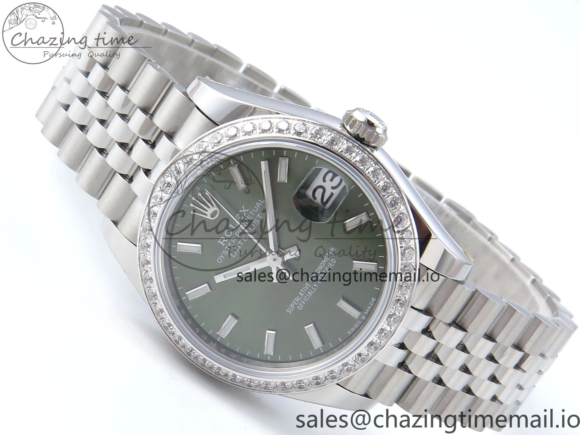 Diamonds Edition ARF Jubilee 278384RBR 904L ETA DateJust SS Bracelet on Stick Best 1:1 2688 Steel Green 31 Dial Bezel 0110